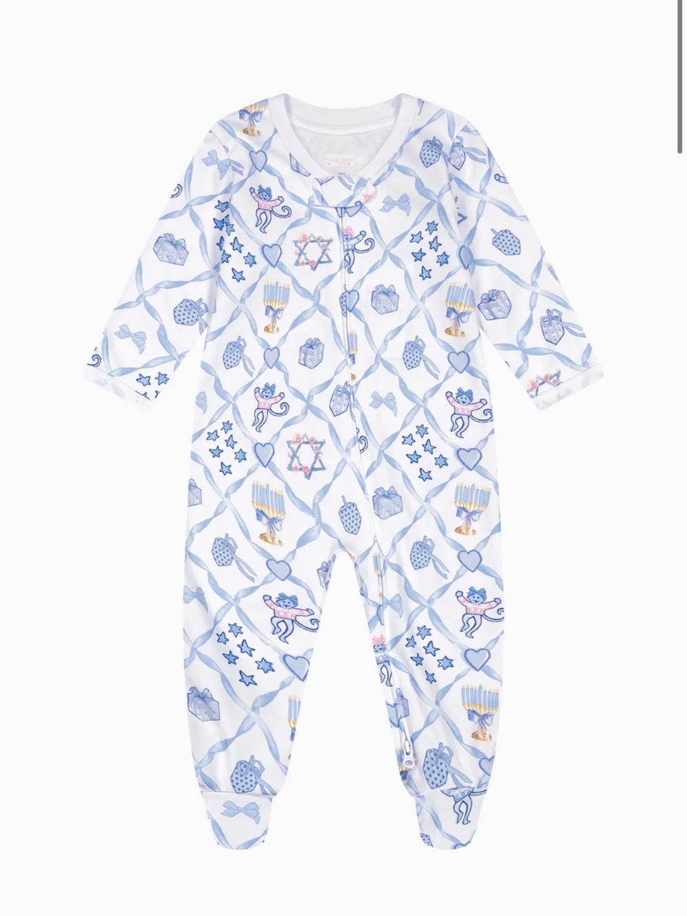 LoveShackFancy X Roller Rabbit Infant Starry Nights Lattice Zipper Footie